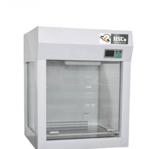 HSCo desktop laminar flow cabinet, angled view