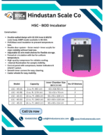 HSC BOD incubator leaflet with construction points and model table