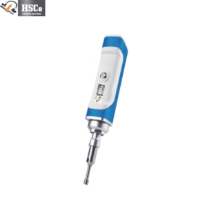 Hand-held mini ultrasonic homogenizer, white and blue body with titanium horn
