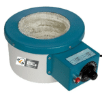 HSCo heating mantle with blue aluminium body, glass-fibre heating nest and regulator knob