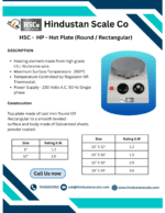 HSC-HP hot plate round / rectangular leaflet with description and size tables