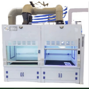 HSCo laboratory fume hood with ducting and storage cabinets