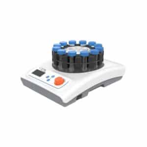 HSCo multi-port vortex mixer with 12 blue tube holders and LCD control