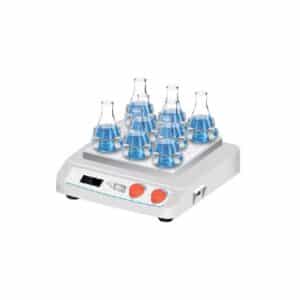 HSCo HSC-OS-330 orbital shaker with conical flasks on the tray