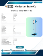 Overhead stirrer HSC-H-OS leaflet with specification table