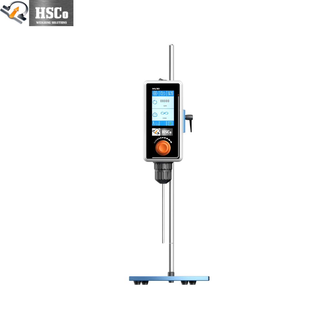 Photo HSCo high-shear homogenizer on a stand with touch screen