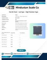 Hot air oven lab type high precision leaflet with specifications and size table