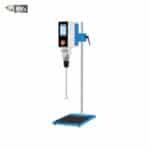 HSCo high torque overhead stirrer with digital control head, mixing shaft, vertical stand and blue base