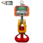 CRSDJH1000 hanging scale with shackle, jumbo display and red double J hook on yellow swivel