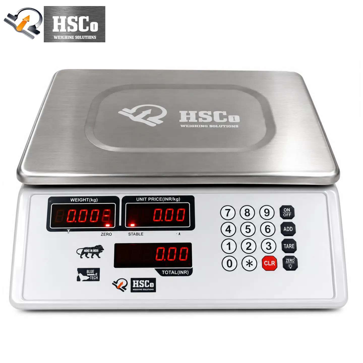 Stainless Steel Waterproof Scale ABSWRSS price computing scale with stainless steel pan, three LED displays and keypad