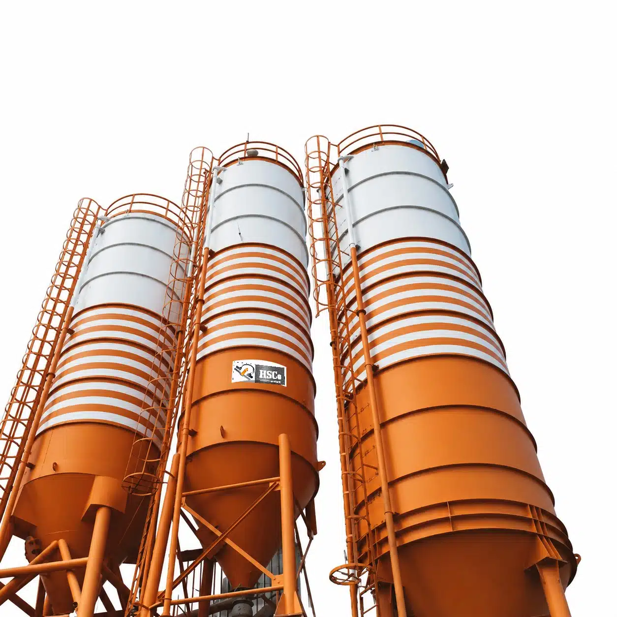 HSCo dry mix batching plant HSCODMP HSCo dry mix batching plant with orange cement silos