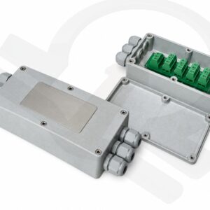 Load cell junction box with terminal blocks and cable glands