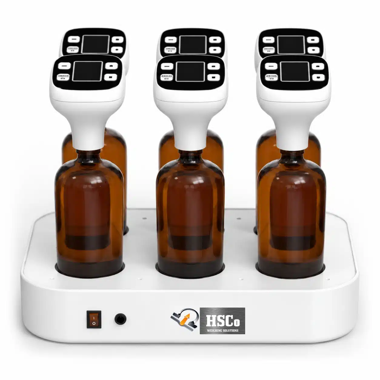 BOD HSCo BOD analyzer with six sample bottles and digital display heads