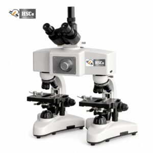 HSCo comparison microscope with trinocular head, bridge and two stages