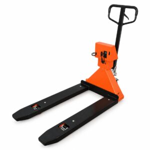 Pallet truck scale with orange indicator stand