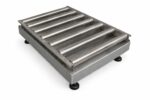 HSCo MS roller scale with stainless steel roller-top platform, shown from an elevated angle