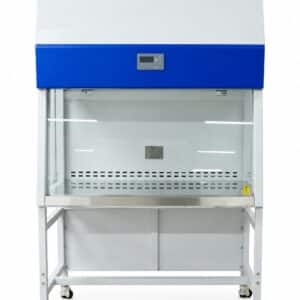 HSCo laminar flow cabinet HSC-I-NLFC with blue top panel, glass front and stand