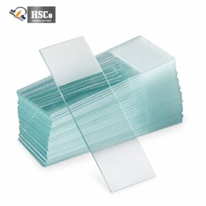 Stack of clear glass microscope slides