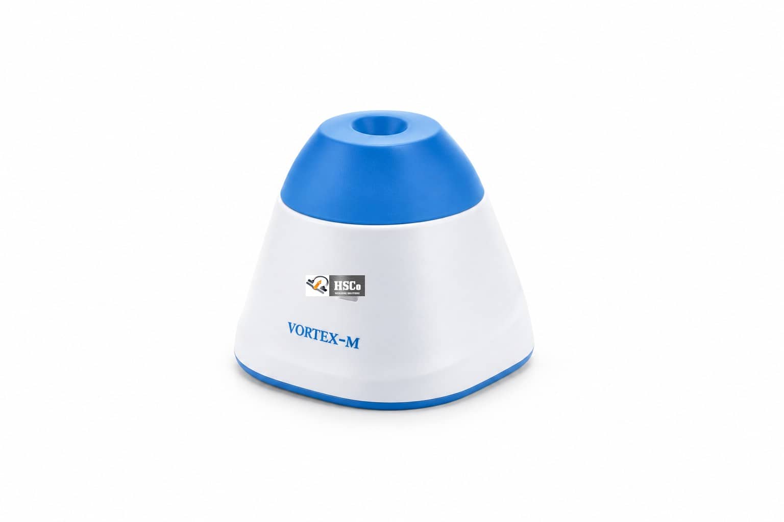 Mini Vortex Mixer – HSC – MVM HSC-MVM mini vortex mixer with blue cup and white base