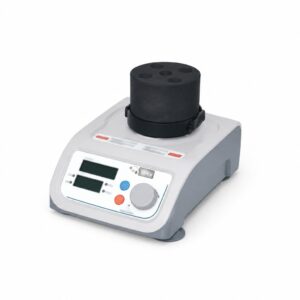 HSCo multi-purpose vortex mixer HSC-MPVM with black mixing head, LED displays and speed knob