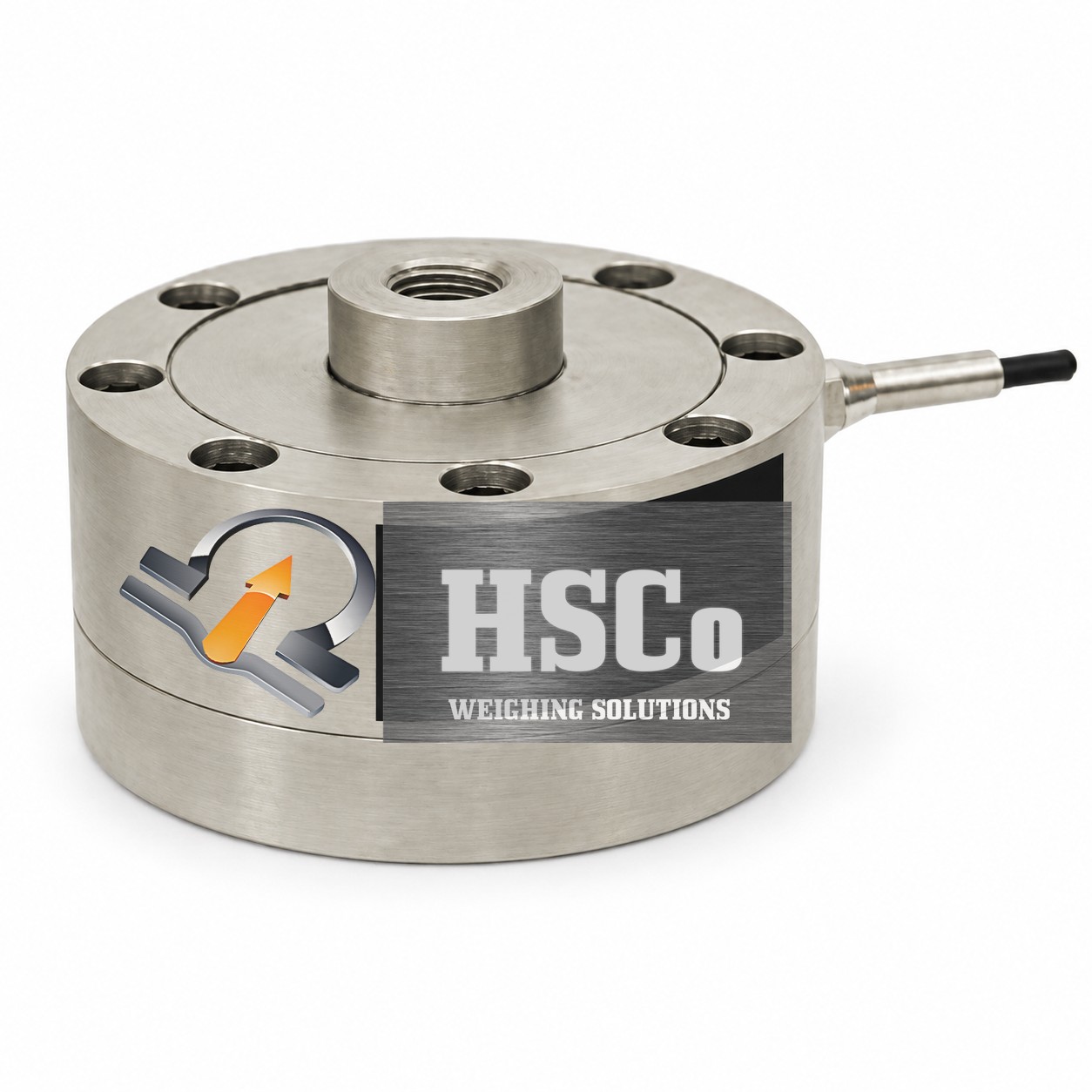 HSCo (15) HSCo pancake load cell, round low-profile body with centre threaded hole and cable