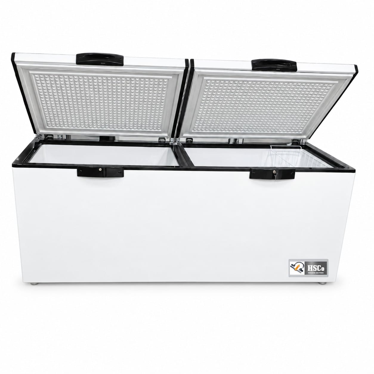 Refrigerator Deep Freezer HSCo laboratory chest deep freezer with two lids open