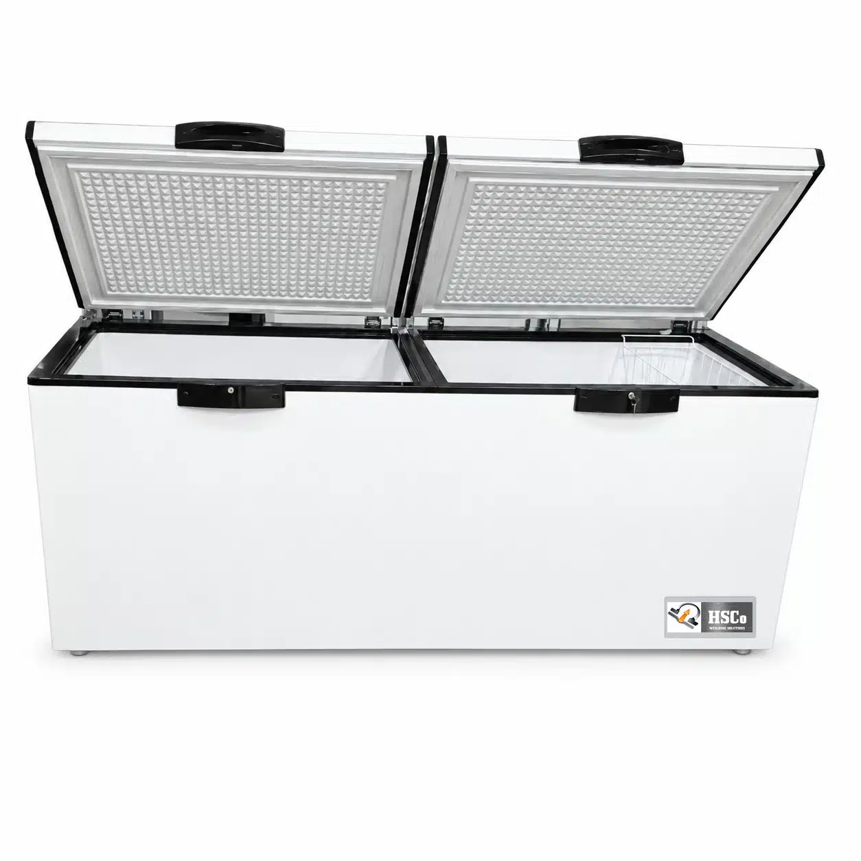 Refrigerator Deep Freezer HSCo laboratory chest deep freezer with two lids open