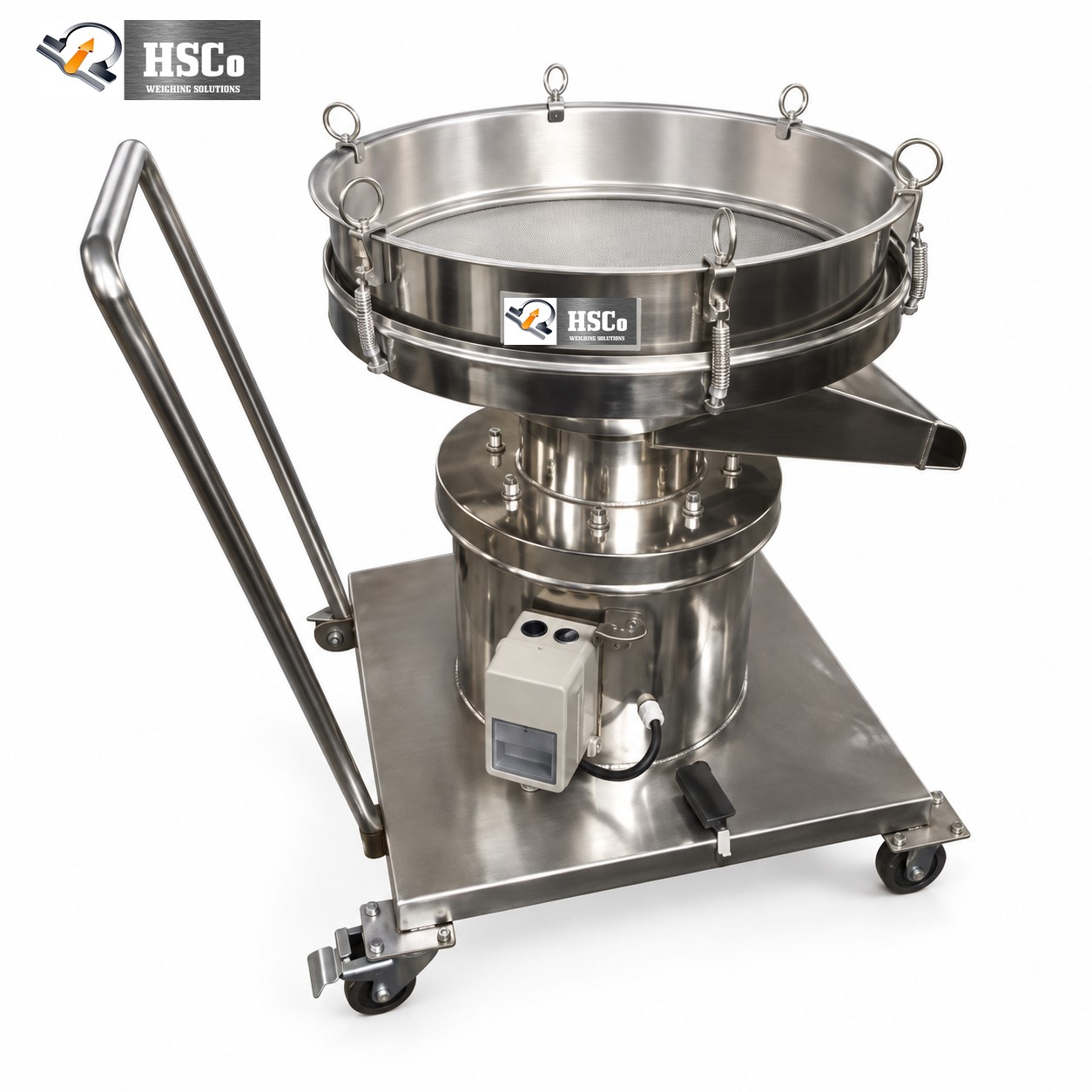 Sieve Shaker- HSC – SS HSCo stainless-steel vibro sifter on wheeled trolley