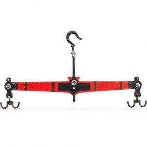 Triple dhari beam scale, red steel beam with centre hook and double hooks at each end