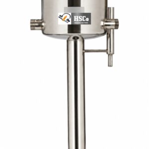 HSCo deionised and distilled water plant component with steel chamber, domed lid, side fittings and long tube