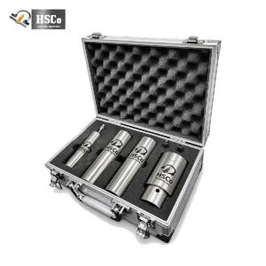 Viscometer spindle set in an aluminium carry case