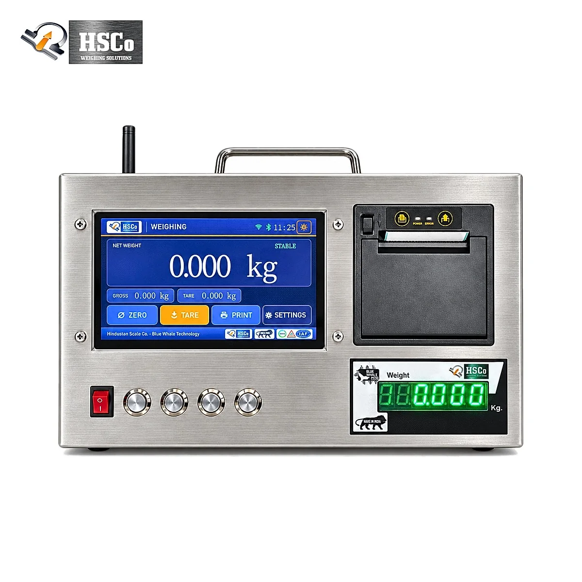 Industrial Stainless Steel Weighing Indicator with Touchscreen Display and Printer