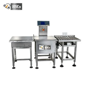 HSCo in-line checkweigher with conveyor and indicator