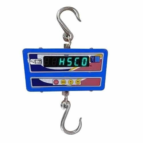 LPG cylinder weight: how to check a 14.2 kg or 19 kg cylinder at delivery 8 HSCo CRSB100 electronic hanging scale with a blue body and an LED display