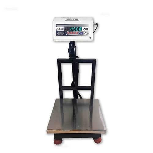 HSCo PLSSS electronic platform scale with a stainless-steel platter and a pole-mounted display