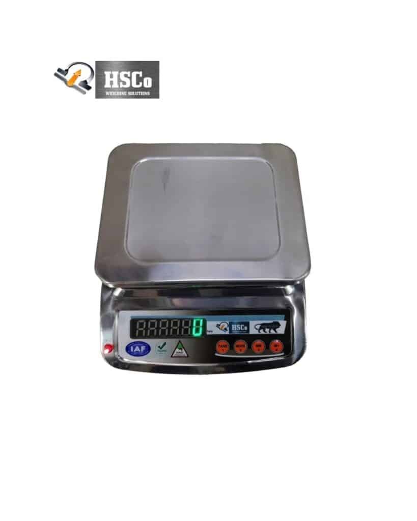 Scale model approval in India: what it means and how to check it 5 HSCo SSX stainless steel table top scale with a rectangular stainless tray and an LED display