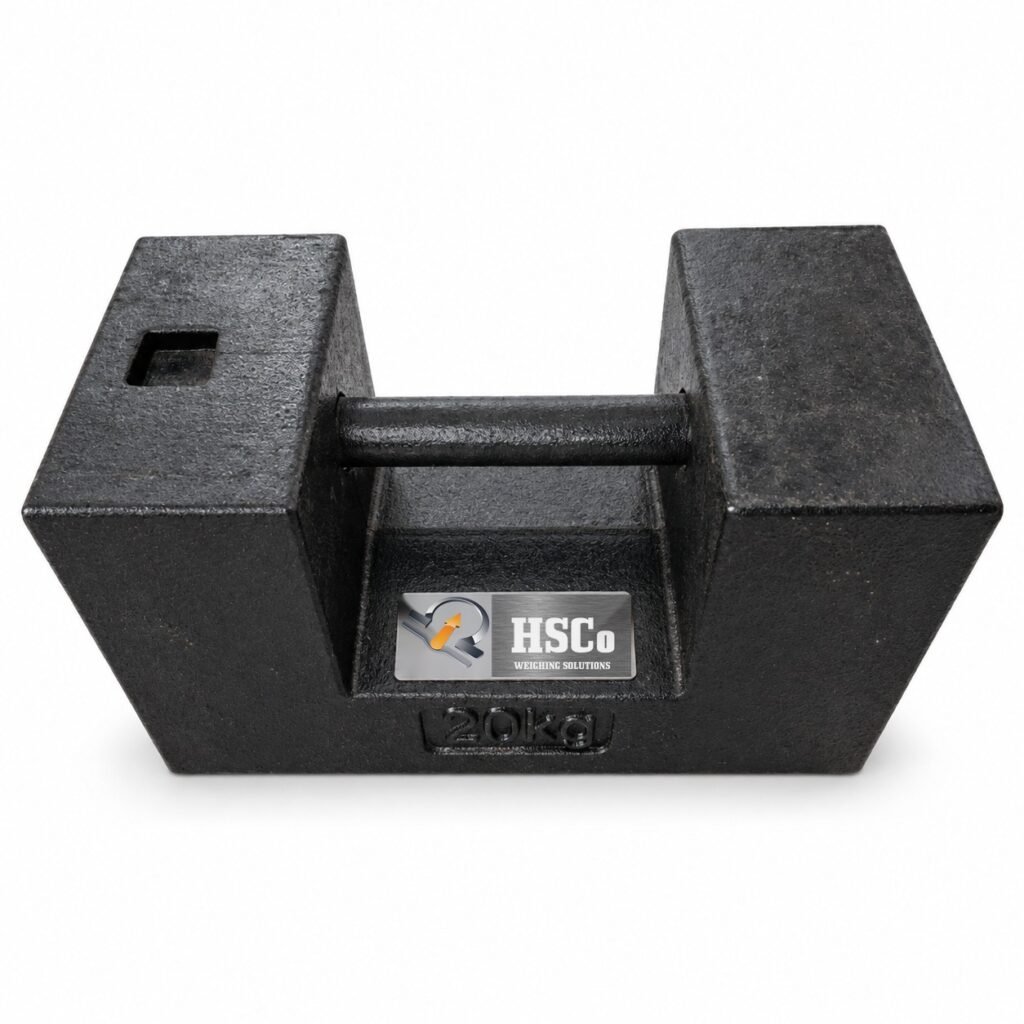 Weighbridge verification: how much standard weight is needed after July 2026 8 HSCo 20 kg cast iron test weight with a built-in handle